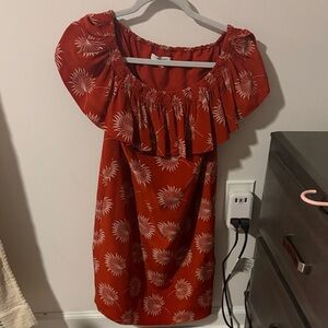 Madewell Red Smocked Top